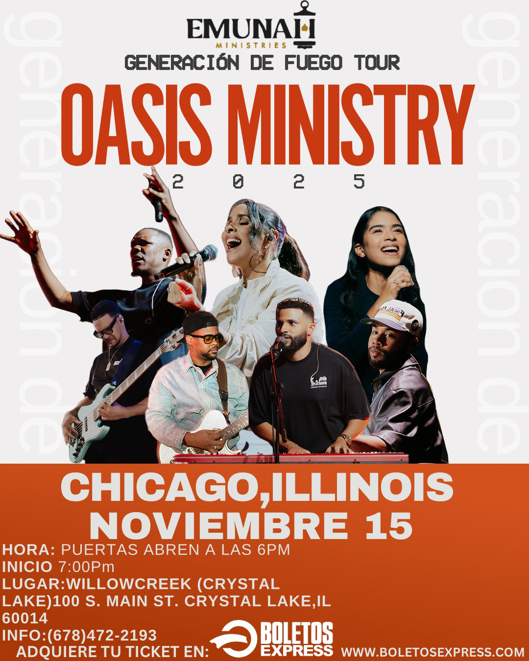 Buy tickets for GENERACION DE FUEGO-OASIS MINISTRY TOUR 2025 GENERACION DE FUEGO-OASIS MINISTRY TOUR 2025