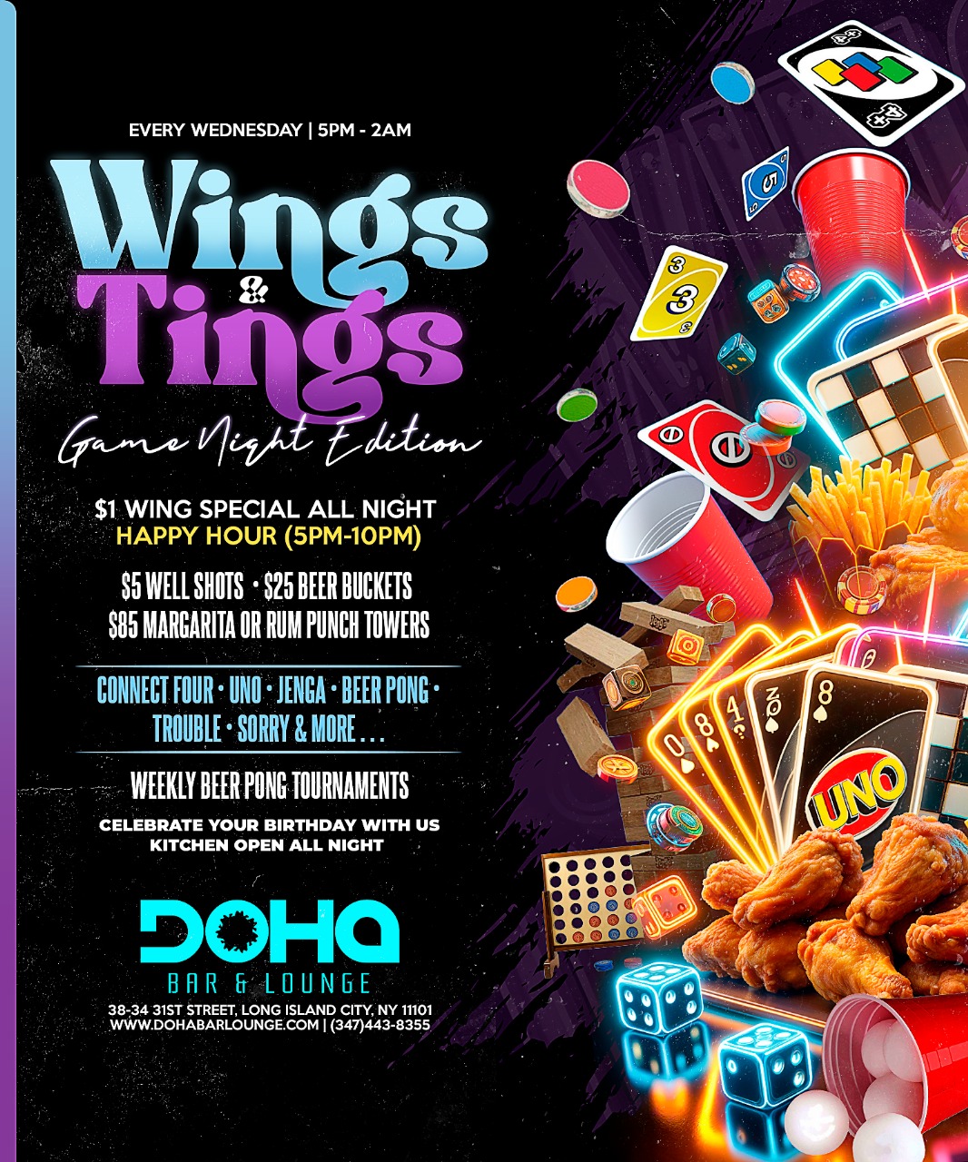 Wings & Tings Wednesdays at Doha Bar Lounge!