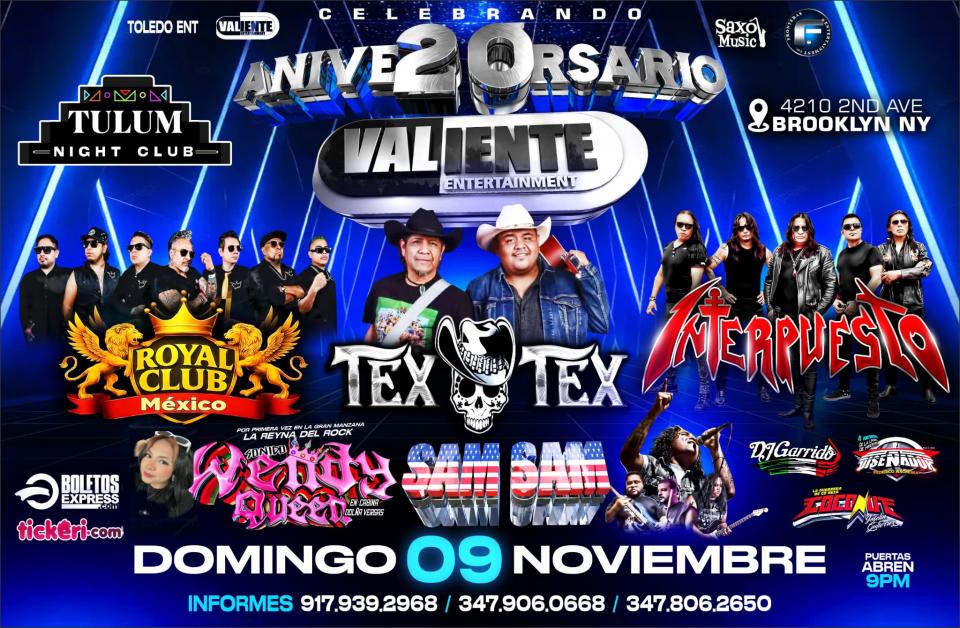 Royal Club- Interpuesto- Tex Tex- Wendy Queen- Sam Sam 20 Aniversario Valiente Ent.