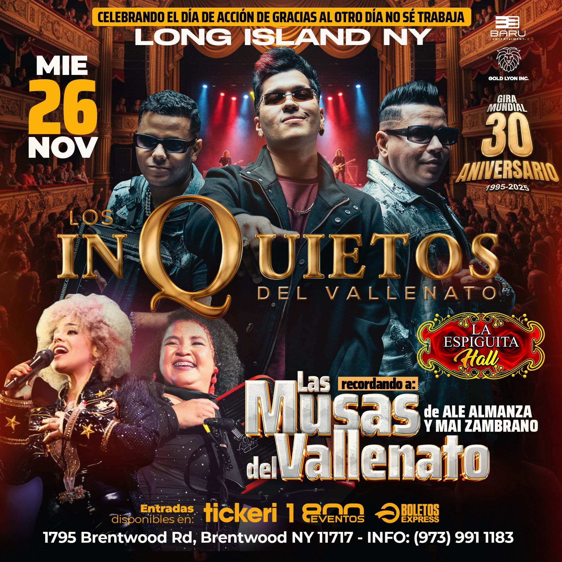 Los Inquietos del Vallenato – 30 Aniversario Tour | LONG ISLAND I NY